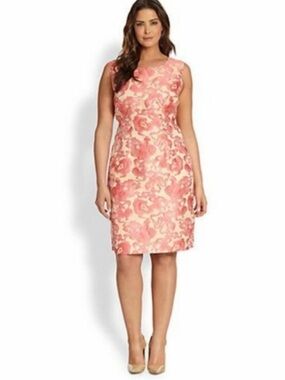 Lafayette 148 New York Pink Floral Sleeveless Midi Dress